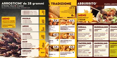 Image menu fast food Linopassamilvino il fast food dell arrosticino, fast food italiano in centro a Torino ed a Moncalieri 45 Nord 