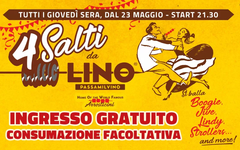 4 salti da Lino a Torino il giovedi sera si balla da Lino allo Juve Stadium, boogie, jive, rock, strollers con dj set - ingresso gratuito consumazione facoltativa